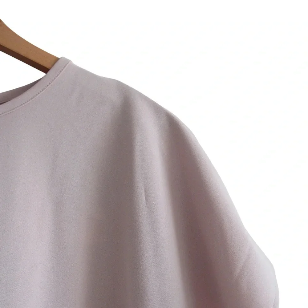 Uniqlo Womens Pink Short Sleeve Blouse Size XXL Crewneck Keyhole Back Careerwear - Picture 4 of 7